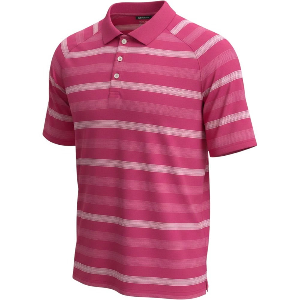 Oakley Polo Shirt Mens XXL Pink Striped O-Hydrolix Preppy Performance Golf